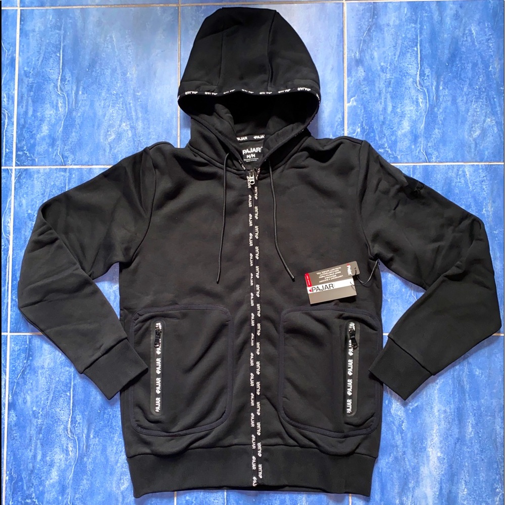 Pajar Canada Bruce Mens Sweatshirt Hoodie Full Zip Black Track Jacket size L New